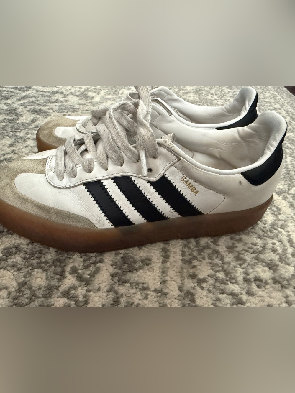 adidas Samba Women's White Black with Gum Sole - Picture 2 of 4